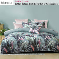 Bianca Mika Green Cotton Sateen Quilt Cover Set Super King