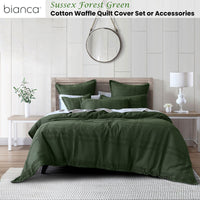 Bianca Sussex Forest Green Cotton Waffle Quilt Cover Set King
