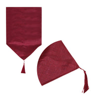 Metallic Texture Table Runner with Tassel 33 x 180 cm Red