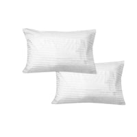 600TC Pair of Wide Self Striped Standard Pillowcases White