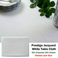 Invitation Prestige Jacquard White Table Cloth 180 x 270 cm