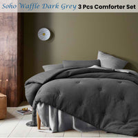 Accessorize Soho Waffle Dark Grey 3 Piece Comforter Set Queen