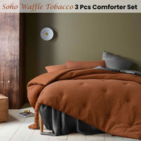 Accessorize Soho Waffle Tobacco 3 Piece Comforter Set Queen