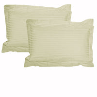 Accessorize 325TC Pair of Stripe Jumbo / Queen Pillowcases Ecru