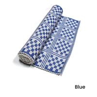 Checkered Cotton Ribbed Table Runner 33 x 150 cm Blue