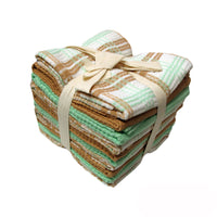 Set of 10 Sienna Cotton Tea Towels 45 x 70 cm Brown Green