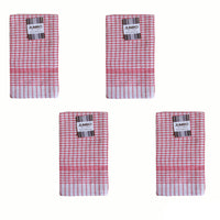 Set of 4 Cotton Checkered Jumbo Tea Towels 60x90cm Hot Pink