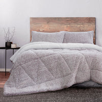 Ardor Melange Plum 3 Pcs Sherpa Ultra Soft Comforter Set Queen/King
