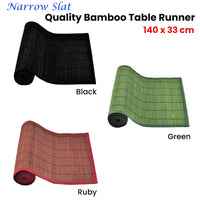 Narrow Slat Bamboo Table Runner 140 x 33cm Black