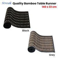 Streak Bamboo Table Runner 140 x 33cm Grey Brown Silver