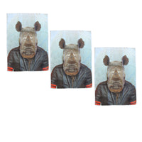 Set of 3 Zoo Portraits Microfiber Tea Towels Rhino 67 x 45 cm