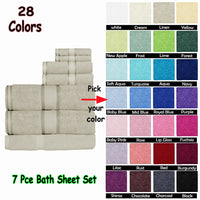 Kingtex 550gsm Cotton 7 Pce Bath Sheet Set White