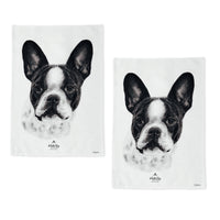 Set of 2 Delightful Dogs Cotton Kitchen Tea Towels 50 x 70 cm French Bulldog