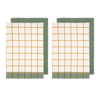 Ladelle Set of 4 Retreat Cotton Kitchen Tea Towels 50 x 70 cm Green