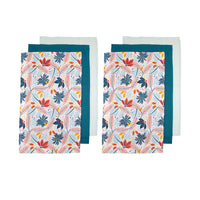Ladelle Set of 6 Zest Bright Cotton Kitchen Tea Towels 50 x 70 cm Leaves
