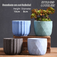 Ceramic Clay Pottery Pots Set Succulent Flower Planter Series 03(Style 02# 4 Pots Set)