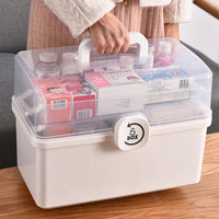 3 Layers Portable First Aid Kit Emergency Medical Storage Box Medicine Organizer(Blue)