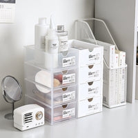 4 Pcs Set Stackable Desktop storage Box Drawer Transparent Plastic Stationery Cosmetic Organizer Box(Clear)