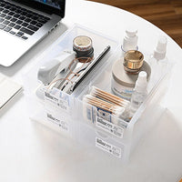4 Pcs Set Stackable Desktop storage Box Drawer Transparent Plastic Stationery Cosmetic Organizer Box(Clear)
