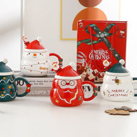 Christmas Cup Gift Box Ceramic Mug Set Mug Gift Set Christmas Coffee Cup(Snowman)
