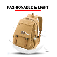 Unisex Leisure Canvas Backpack Durable Waterproof Outdoor Travel Rucksack(Khaki)