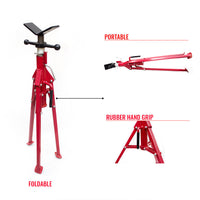 Folding Jack Stand 120cm Heavy Duty V Head Pipe Stand Adjustable Height 1.25 Ton