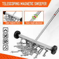 17inch Telescoping Magnetic Sweeper Magnet Broom Rolling Pick Up 8.8Lbs Portable