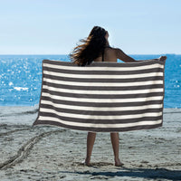 striped cotton terry beach towel charcoal stripes 1pc
