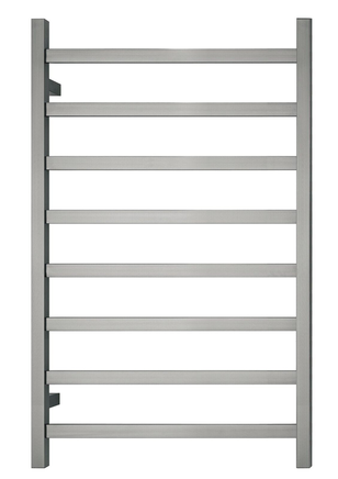 Premium Brushed Nickel Heated Towel Rack - 8 Bars, Square Design, AU Standard, 1000x620mm Wide