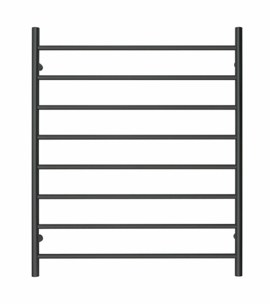 Premium Matte Black Heated Towel Rack - 8 Bars, Round Design, AU Standard, 1000x850mm Wide