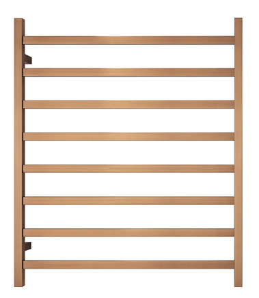Premium Brushed Rose Gold Heated Towel Rack - 8 Bars, Square Design, AU Standard, 1000x850mm Wide