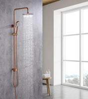 Brushed Rose Gold Copper Solid Stainless Steel 304 made shower set w diverter 200 mm head sprayer hand held head