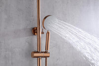 Brushed Rose Gold Copper Solid Stainless Steel 304 made shower set w diverter 200 mm head sprayer hand held head