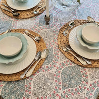 Rectangle Square Tablecloth Table Cover Flower Pattern Dining Table Cloth - Blue