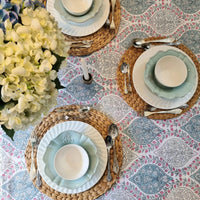 Rectangle Square Tablecloth Table Cover Flower Pattern Dining Table Cloth - Blue