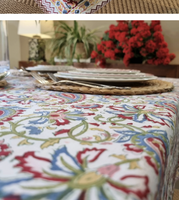 Kolka Indian Paisley Hand Made Block-Printed Tablecloth - Ruby