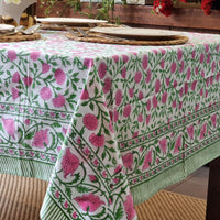 Rectangle Square Tablecloth Table Cover Flower Pattern Dining Table Cloth - Pink