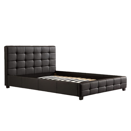 Double PU Leather Deluxe Bed Frame Black