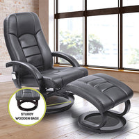 PU Leather Massage Chair Recliner Ottoman Lounge Remote