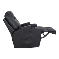 Black Massage Sofa Chair Recliner 360 Degree Swivel PU Leather Lounge 8 Point Heated