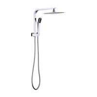 WELS 8" Rain Shower Head Set Square Dual Heads Faucet High Pressure Hand Held