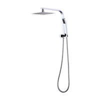 WELS 8" Rain Shower Head Set Square Dual Heads Faucet High Pressure Hand Held