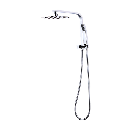 WELS 8" Rain Shower Head Set Square Dual Heads Faucet High Pressure Hand Held