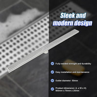 900mm Bathroom Shower Stainless Steel Grate Drain w/Centre outlet Floor Waste Square Pattern