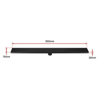 900mm Bathroom Shower Black Grate Drain w/Centre outlet Floor Waste Square Pattern