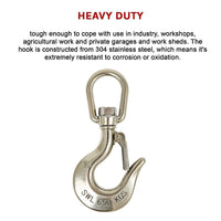304 Stainless Steel Swivel Lift Clevis Chain Crane Hook with Safety Lock 650kg