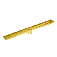 900mm Bathroom Shower Brushed Brass Grate Drain w/ Centre outlet Floor Waste Square Pattern