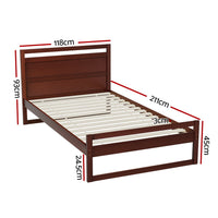 Bed Frame King Single Size Wooden Walnut WITTON