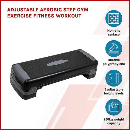 Adjustable Aerobic Step Gym Exercise Fitness Workout Fitness Supplies Kings Warehouse