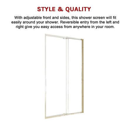 Adjustable Semi Frameless Shower Screen (114~122) x 195cm Australian Safety Glass Kings Warehouse